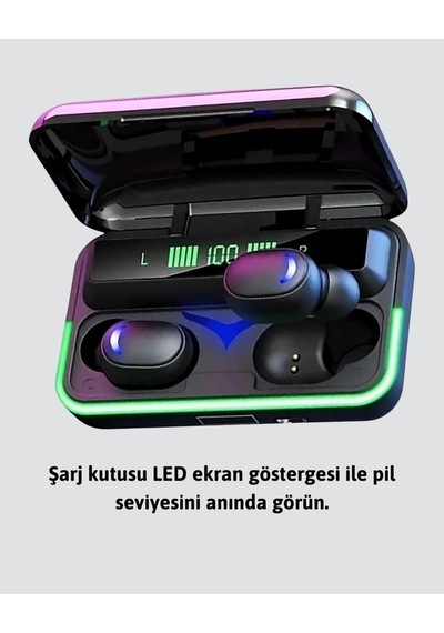 Uzun Pil Ömürlü E10 Powerbank Bluetooth Kulaklık Led Gösterge -