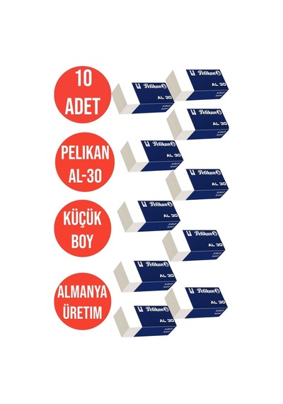 10 Adet Küçük Boy Silgi Beyaz Pelikan Al-30