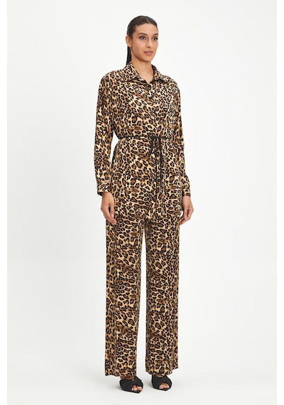 Serpil Exclusive Kadın Leopar Desenli Takım - Kemer Detaylı, Modern Ve Şık Tasarım - Günlük Ve Özel Kullanımlar İçin Takım Camel