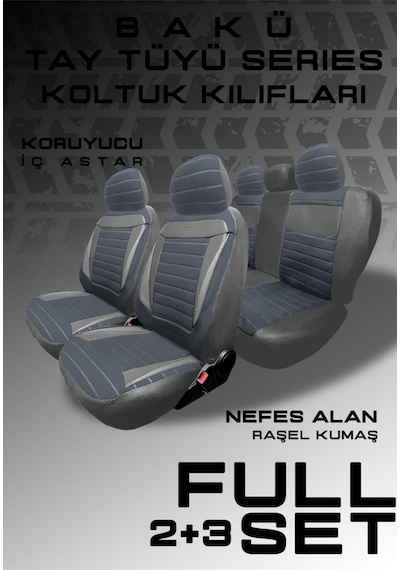 Ford Fiesta Hachback Hb 2009-2012 Uyumlu Tegin Natura Serisi Raşel Füme Gri Koltuk Kılıfı