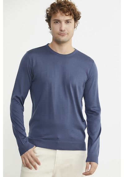 Sementa Erkek Sıfır Yaka Basic Triko Kazak - Indigo 001