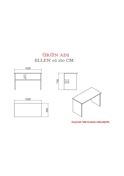 Kalenderdekor1 Kalender Dekor Ellen 120 Cm Çalışma Masası Beyaz