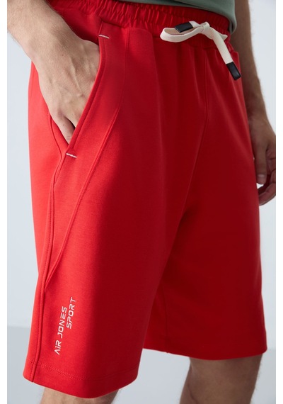 Air Jones Tommy Life Fiesta Pamuklu Kalın Yumuşak Dokulu Standart Fit Basic Erkek Şort - 81278 Kırmızı