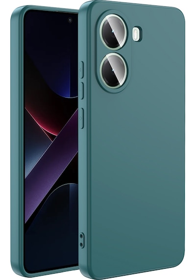 Xiaomi Poco X7 Pro Kılıf Mara Lansman İç Yüzeyi Kadife Kılıf Koyu Yeşil
