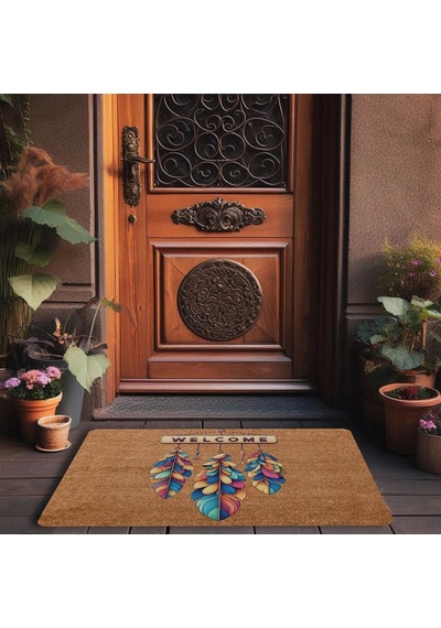 Valerine Life Düş Kapanı Kuş Tüyleri Welcome Kapı Önü Paspası 45x70cm