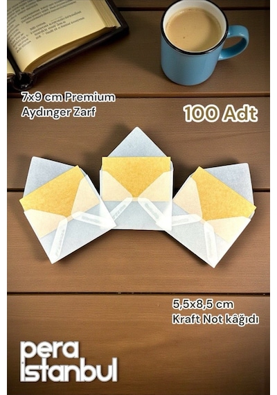 100 Adet Mini Zarf 70mmx90mm Aydınger Zarf Hediye Doğum Günü Dilekleri Zarfı Kraft Not Kartlı