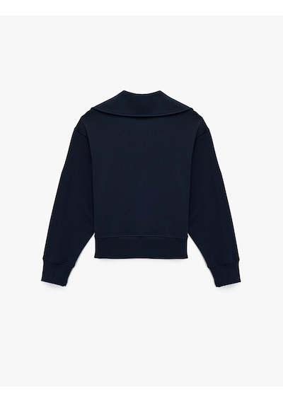 Koton Regular Fit Üç İplik Uzun Kollu Polo Yaka Kadın Sweatshirt - Lacivert 6WAK10116EK Koton Regular Fit Üç İplik Uzun Kollu Polo Yaka Kadın Sweatshirt - Lacivert 6WAK10116EK