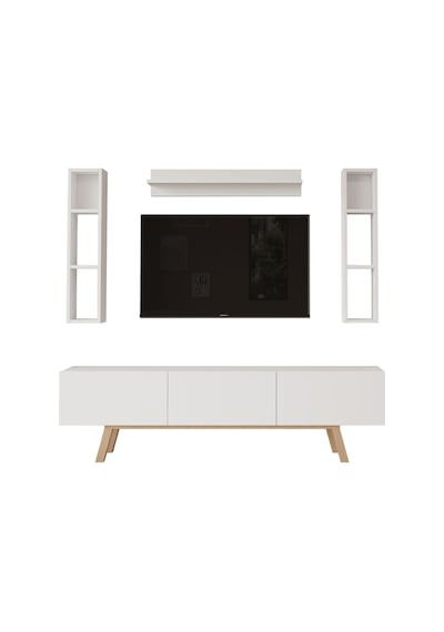 Yurudesing Pulse Tv Ünitesi Raflı 3 Kapaklı 180cm Ahşap Ayaklı Beyaz Pu3-w Diğer