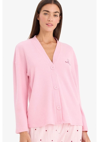 Defacto Regular Fıt V Yaka Uzun Kollu Waffle Üst G6913ax26sppn149 Pembe-pn149