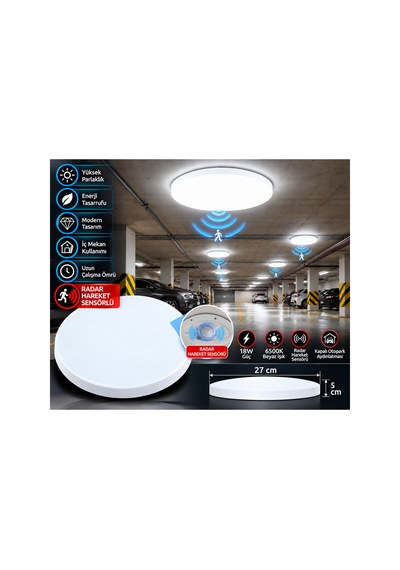 18w Radar Hareket Sensörlü Led Glop Armatür 6500k Beyaz Işık 27 Cm Sıva Üstü Otomatik Yanan Tavan Lambası - 939006523 Diğer 18w Radar Hareket Sensörlü Led Glop Armatür 6500k Beyaz Işık 27 Cm Sıva Üstü Otomatik Yanan Tavan Lambası - 939006523 Diğer