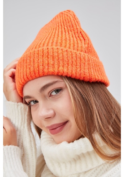 Derikem Basic Şık Standart Lüks Unisex Tiftik Bere Turuncu