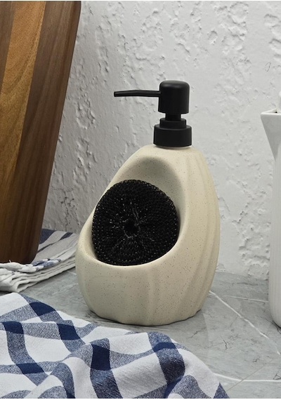Taş Desenli Sıvı Sabunluk - Sünger Hazneli Mutfak Sabunluğu - 700 Ml - Dalga Desen -