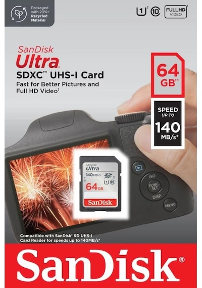 SanDisk Ultra SDSDUNB-064G-GN6IN 64 GB SDHC/SDXC Class 10 UHS-I Hafıza Kartı