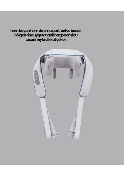 Depomıx Titreşimli Boyun Masaj Cihazı Isı Terapili Şarjlı Vnb-01 Ergonomik U Tasarım Gri