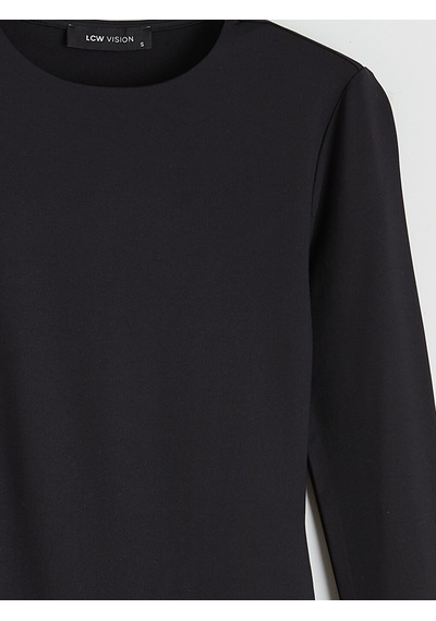 Lcw Vision Siyah Bisiklet Yaka Kadın Bodysuit