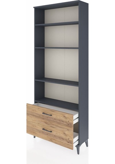 Arges Dolap 4 Raflı 2 Çekmeceli 88x30x221 Antrasit-çam Antrasit