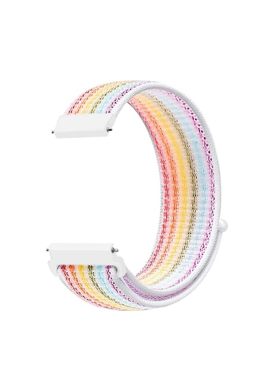 Caseonn Realme Techlife Watch S100 Kordon Hasır Kumaş Nylon Kayış Pride Beyaz