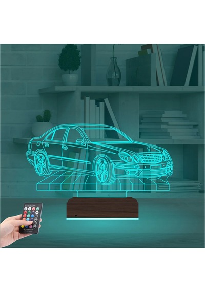 Luvivia Mercedes Araba C Seri Kişiye Özel 3d Lamba - Masa Gece Lambası Şeffaf