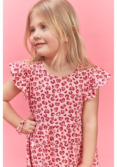 Defacto Desenli Askılı Elbise Kız Bebek H2176a526smpn364 Pembe-pn364