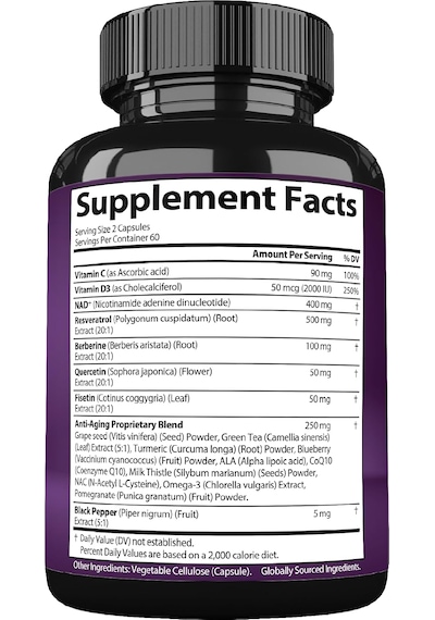 Strongvit Nad+ Resveratrol Berberine Quercetin Fisetin 120 Kapsül Orijinal Usa Menşeii Dmmedicineden