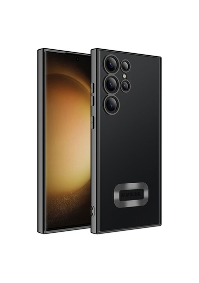 Galaxy S23 Ultra Kılıf Kamera Korumalı Logo Gösteren Zore Omega Kapak Siyah