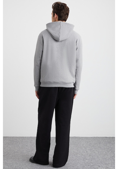 Grımelange Alphabet Erkek Pamuklu Önü Baskılı Kapüşonlu Kordon Detaylı Fermuarlı Hırka Grimelanj Sweatshirt