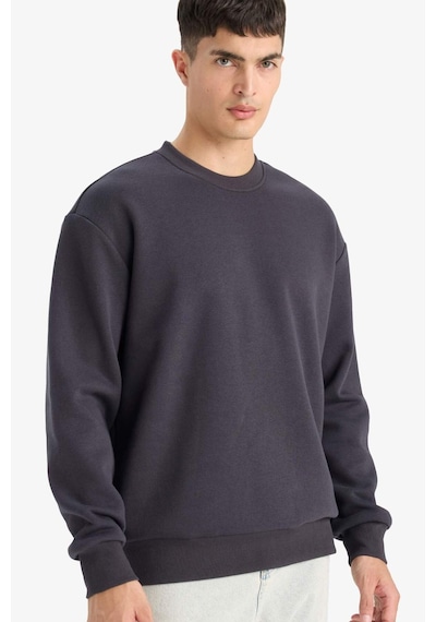Defacto Relax Fit Bisiklet Yaka Kalın İçi Yumuşak Tüylü Basic Düz Sweatshirt T5139az25auar138 Antrasit