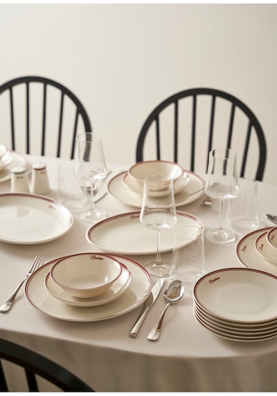 Bella Maison Bonheur Porselen 24 Parça 6 Kişilik Yemek Takımı Bordo Bordo