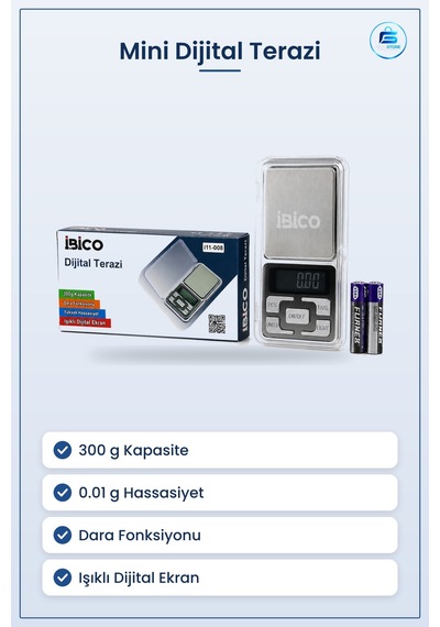 Terazi Mini Hassas Dijital 300g 0.01g Şeffaf Kapaklı Cep Tipi Tak