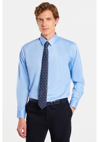 Tudors Erkek Slim Fit Non-ıron Pamuklu Doğa Dostu Ekoteks Belgeli Ütü Gerektirmez Açık Mavi Gömlek-32995 Açik Mavi