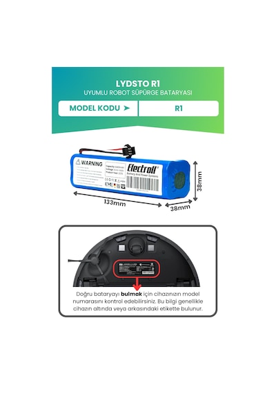 Lydsto R1 Batarya 6.400mah Pil Robot Süpürge Batarya