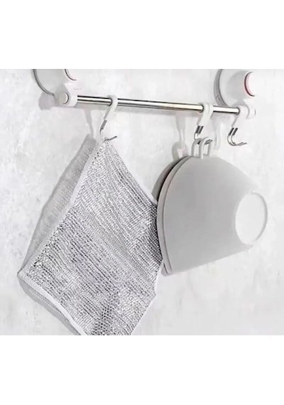 2 Adet Tel Bulaşık Bezi Çizmez Bulaşık Teli Çelik Bez 20x20 Çift Katmanlı Inox Tel Bez Çift Kat Gri
