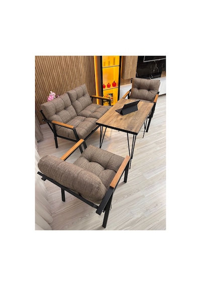 Houseart Gül Metal Bahçe Koltuk Takımı 2+1+1 Masalı Balkon Teras Cafe Oturma Grubu Cappuccino Houseart Gül Metal Bahçe Koltuk Takımı 2+1+1 Masalı Balkon Teras Cafe Oturma Grubu Cappuccino