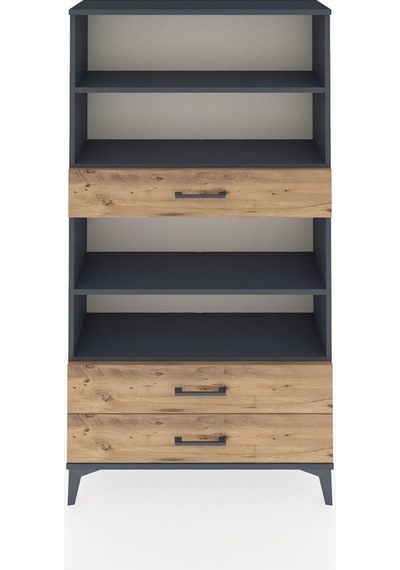 Arges Dolap 4 Raflı 3 Çekmeceli 88x30x163 Antrasit-çam Antrasit