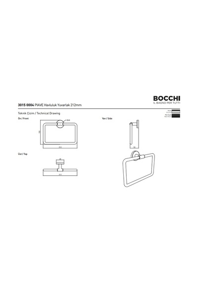 Bocchi Piave Havluluk Yuvarlak 21 Cm Krom 3015-0004 Çok Renkli