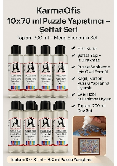 Puzzle Yapıştırıcı 10 70 Ml Mega Set Şeffaf Kuruyan Sıvı Yapıştırıcı