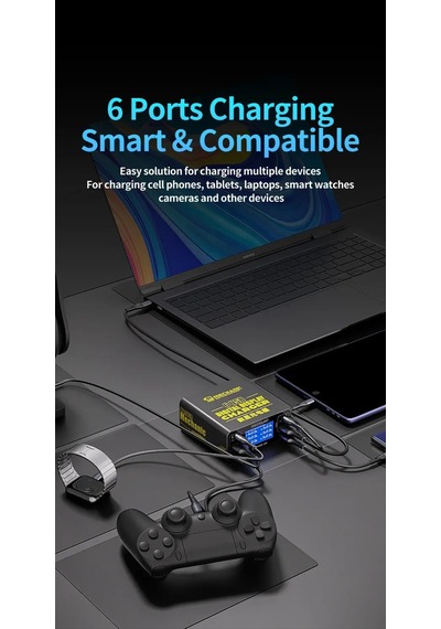 Mechanic F-power 6p 87w 6 Port Pd45w Qc3.0 Usb Hızlı Şarj İstasyonu Lcd Göstergeli