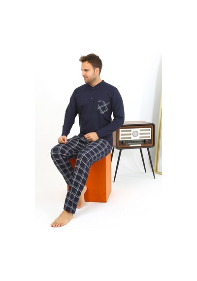 Akbeniz Erkek Uzun Kol Penye Lacivert Pijama Takımı 6861 Lacivert