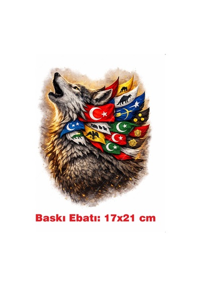 Bozkurt Ve Osmanlı Bayrakları Temalı Ütü İle Yapışan Tekstil Kumaş Tişört Dtf Baskı 3446