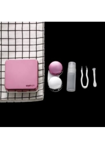 Aynalı Lens Kutusu Seti 5 Parça  Açık Pembe