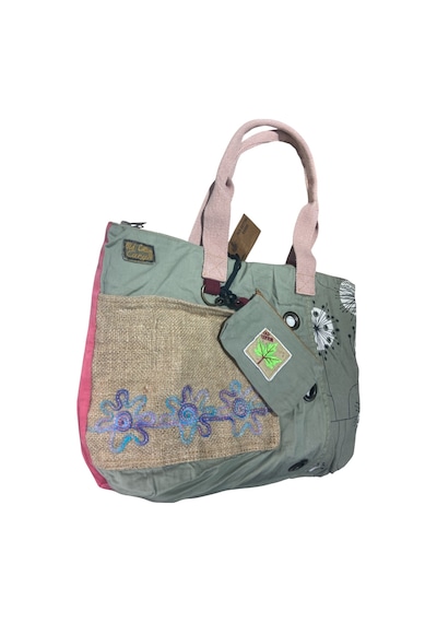 Vintage Salaş Çok Renkli Orta Boy Günlük Seyahat Gezi Omuz Çantası 36cmx34cm Pembe