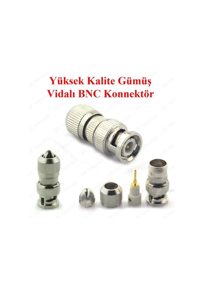 Yüksek Kalite Vidalı Gümüş BNC Konnektör 5 Adet