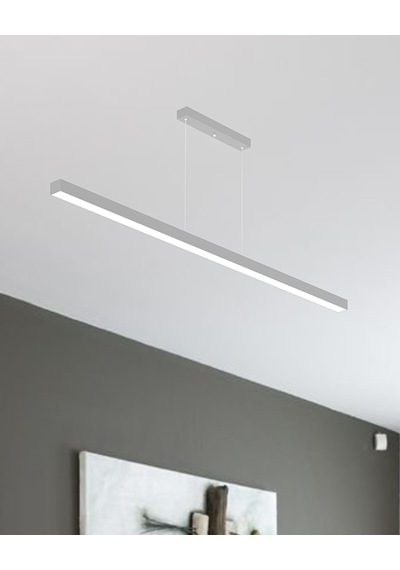 Lineer 120cm Gri Kasa, Doğal Beyaz Işık Modern Sarkıt Led Avize GRİ RENK