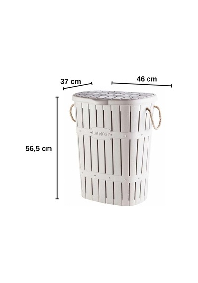 Ayrex Kastamonu Plastik Bambu Halatlı Kirli Çamaşır Sepeti 65 L-beyaz Diğer