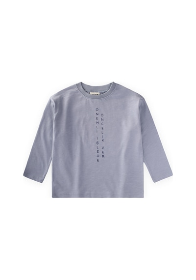 Cigit Sloganlı Uzun Kollu T-shirt 2-10 Yaş Pastel Mavi