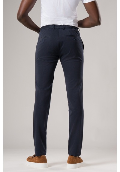 Ecer Slimfit Beli Lastikli Ve İplikli Dokulu Likralı Yazlık Jogger Pantolon Lacivert
