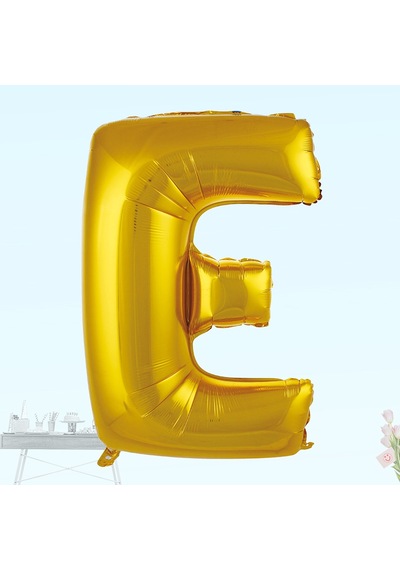 E Harf Folyo Balon. 100 CM - Altın
