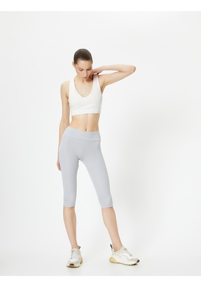 Koton Spor Bermuda Tayt Yüksek Bel Slim Fit Gri 4sak40237nk