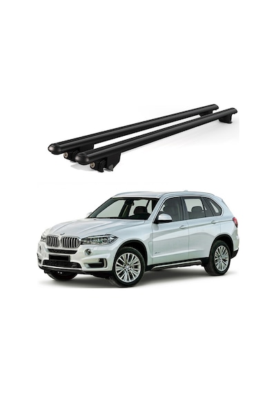 Kanca Bmw X5 F15 2014-2018 Uyumlu Siyah Kilitli Ara Atkı 130cm Port Bagaj Tavan Barı