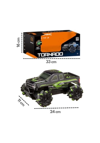 Tornado Uzaktan Kumandalı Işıklı Drift Arabası 4x4 Akrobat Off-road Jeep 2.4ghz Şarjlı Araba Çok Renkli